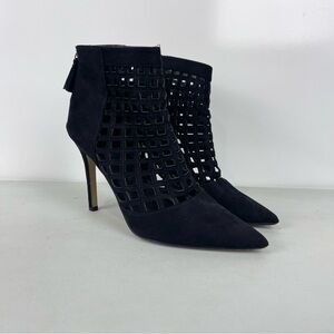 ALDO Lavinia Black Suede Caged Stiletto Heels Pointed Toe Size 8 Night Out